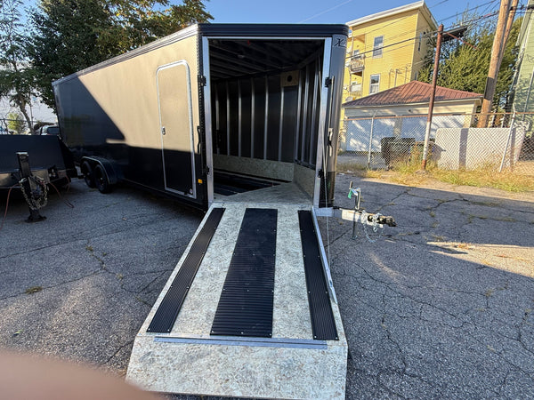 Enclosed SNOWMOBILE Trailer 7.4'x24' Charcoal Black Out  RAMP High County Trailers High Country Trailers