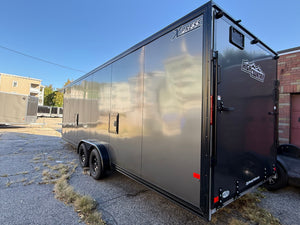 Enclosed SNOWMOBILE Trailer 7.4'x24' Charcoal Black Out  RAMP High County Trailers High Country Trailers