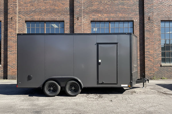 Enclosed Cargo Trailer 7'x16 Xtreme Cargo Charcoal Black Out 7' Interior Xtreme Cargo Trailers
