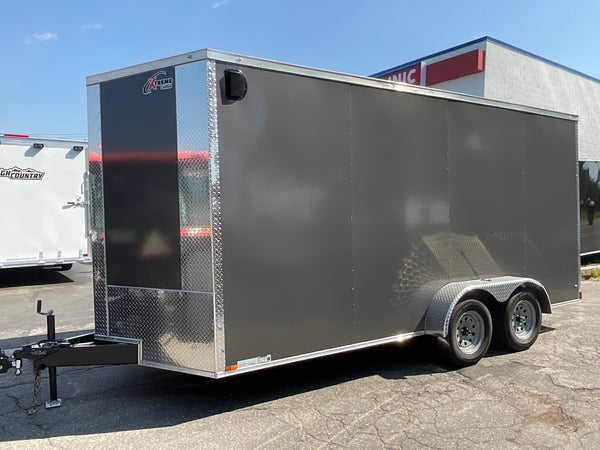 7x16 Enclosed Cargo Trailer - Xtreme Cargo Charcoal, 7' Interior