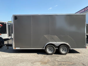 7x16 Enclosed Cargo Trailer - Xtreme Cargo Charcoal, 7' Interior