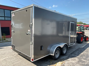 7x16 Enclosed Cargo Trailer - Xtreme Cargo Charcoal, 7' Interior