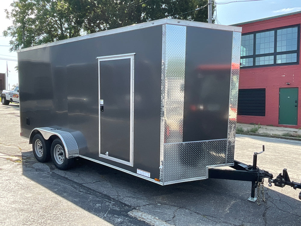 7x16 Enclosed Cargo Trailer - Xtreme Cargo Charcoal, 7' Interior
