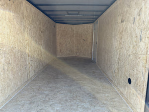 Enclosed Cargo Trailer 7x16+2'V BLACK RAMP Covered Wagon
