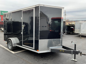 Enclosed Cargo Trailer 7'x12'+2'V BLACK RAMP Covered Wagon Covered Wagon Trailers