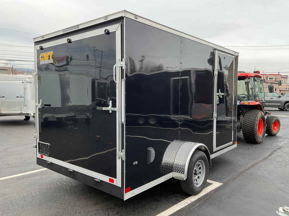 Enclosed Cargo Trailer 7'x12'+2'V BLACK RAMP Covered Wagon