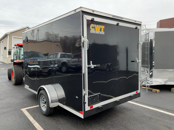 Enclosed Cargo Trailer 7'x12'+2'V BLACK RAMP Covered Wagon Covered Wagon Trailers