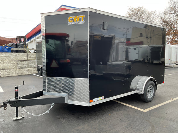 Enclosed Cargo Trailer 7'x12'+2'V BLACK RAMP Covered Wagon Covered Wagon Trailers
