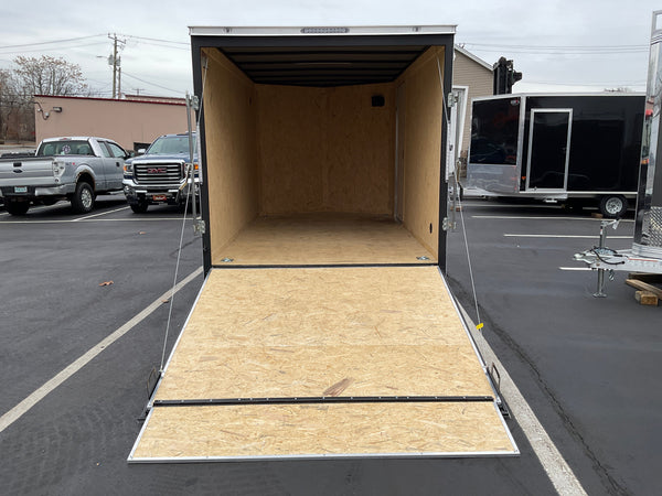 Enclosed Cargo Trailer 7'x12'+2'V BLACK RAMP Covered Wagon Covered Wagon Trailers