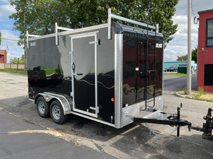 Car Mate Enclosed Contractor Trailer 7'x14' BLK BARN 7000 GVWR 6" Extra Height Car Mate Trailers