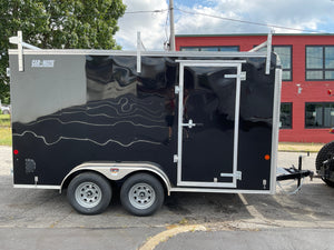 Car Mate Enclosed Contractor Trailer 7'x14' BLK BARN 7000 GVWR 6" Extra Height Car Mate Trailers