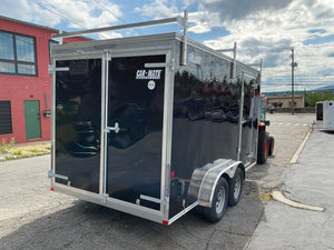 Car Mate Enclosed Contractor Trailer 7'x14' BLK BARN 7000 GVWR 6" Extra Height Car Mate Trailers