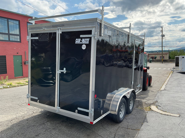 Car Mate Enclosed Contractor Trailer 7'x14' BLK BARN 7000 GVWR 6" Extra Height Car Mate Trailers