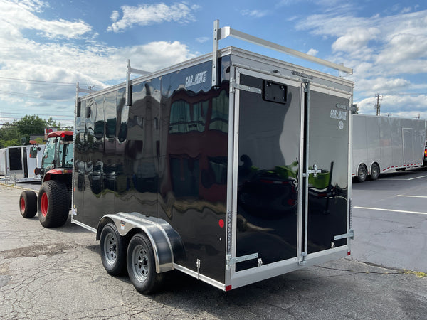 Car Mate Enclosed Contractor Trailer 7'x14' BLK BARN 7000 GVWR 6" Extra Height Car Mate Trailers