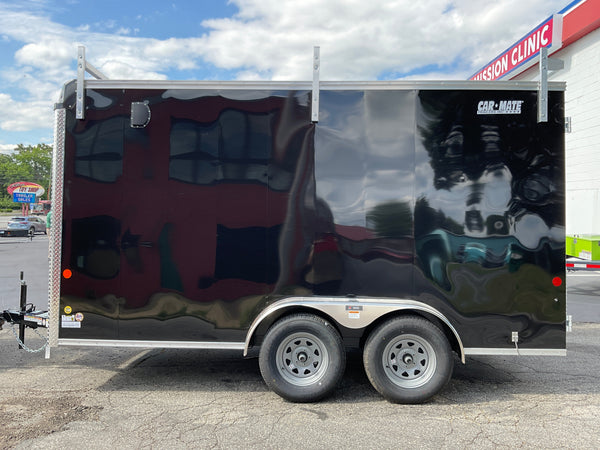 Car Mate Enclosed Contractor Trailer 7'x14' BLK BARN 7000 GVWR 6" Extra Height Car Mate Trailers