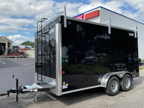 Car Mate Enclosed Contractor Trailer 7'x14' BLK BARN 7000 GVWR 6" Extra Height Car Mate Trailers