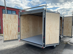 Car Mate Enclosed Contractor Trailer 7'x14' BLK BARN 7000 GVWR 6" Extra Height Car Mate Trailers