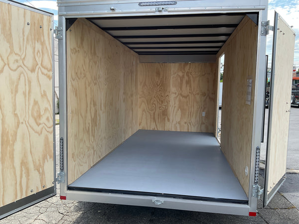 Car Mate Enclosed Contractor Trailer 7'x14' BLK BARN 7000 GVWR 6" Extra Height Car Mate Trailers
