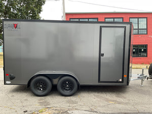 Durabull Aluminum Contractor 7'x14'+2'V Charcoal Black-Out RAMP Elite Series DuraBull Trailers
