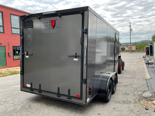 Durabull Aluminum Contractor 7'x14'+2'V Charcoal Black-Out RAMP Elite Series DuraBull Trailers