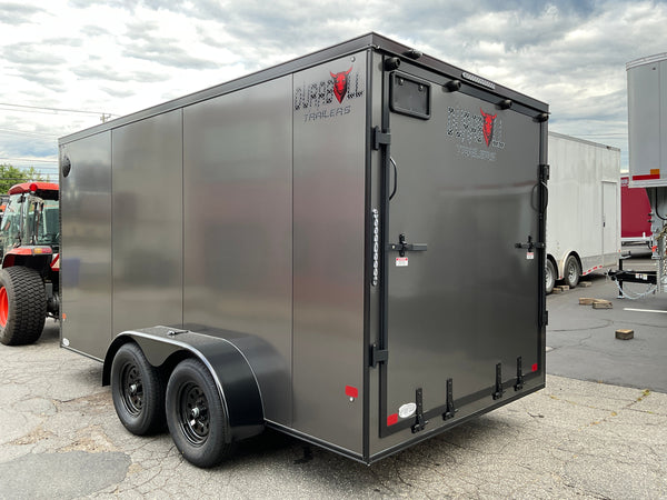 Durabull Aluminum Contractor 7'x14'+2'V Charcoal Black-Out RAMP Elite Series DuraBull Trailers