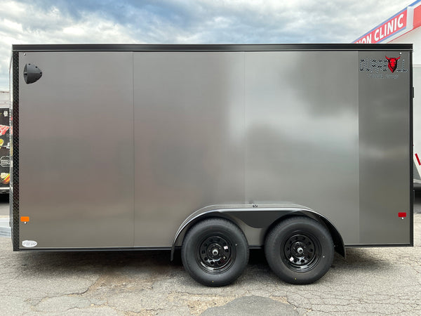 Durabull Aluminum Contractor 7'x14'+2'V Charcoal Black-Out RAMP Elite Series DuraBull Trailers