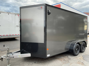 Durabull Aluminum Contractor 7'x14'+2'V Charcoal Black-Out RAMP Elite Series DuraBull Trailers