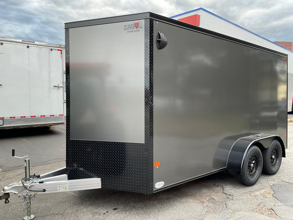 Durabull Aluminum Contractor 7'x14'+2'V Charcoal Black-Out RAMP Elite Series DuraBull Trailers