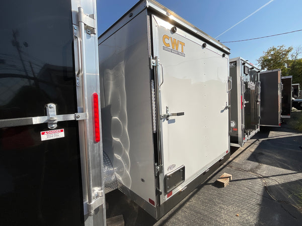 Enclosed Cargo Trailer 7'x14'+2'V White RAMP Covered Wagon Covered Wagon Trailers