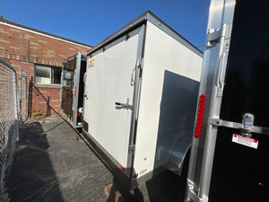 Enclosed Cargo Trailer 7'x14'+2'V White RAMP Covered Wagon Covered Wagon Trailers