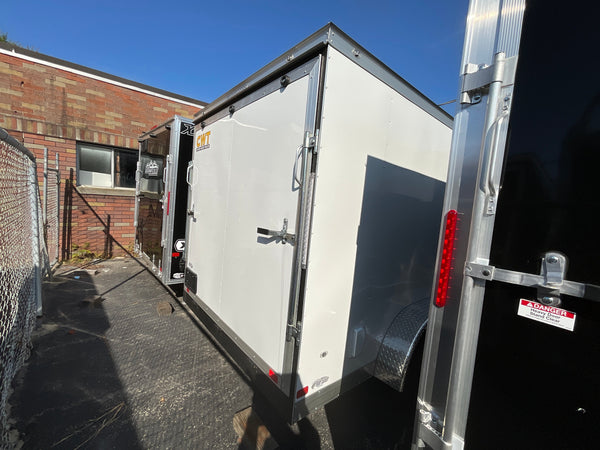 Enclosed Cargo Trailer 7'x14'+2'V White RAMP Covered Wagon Covered Wagon Trailers