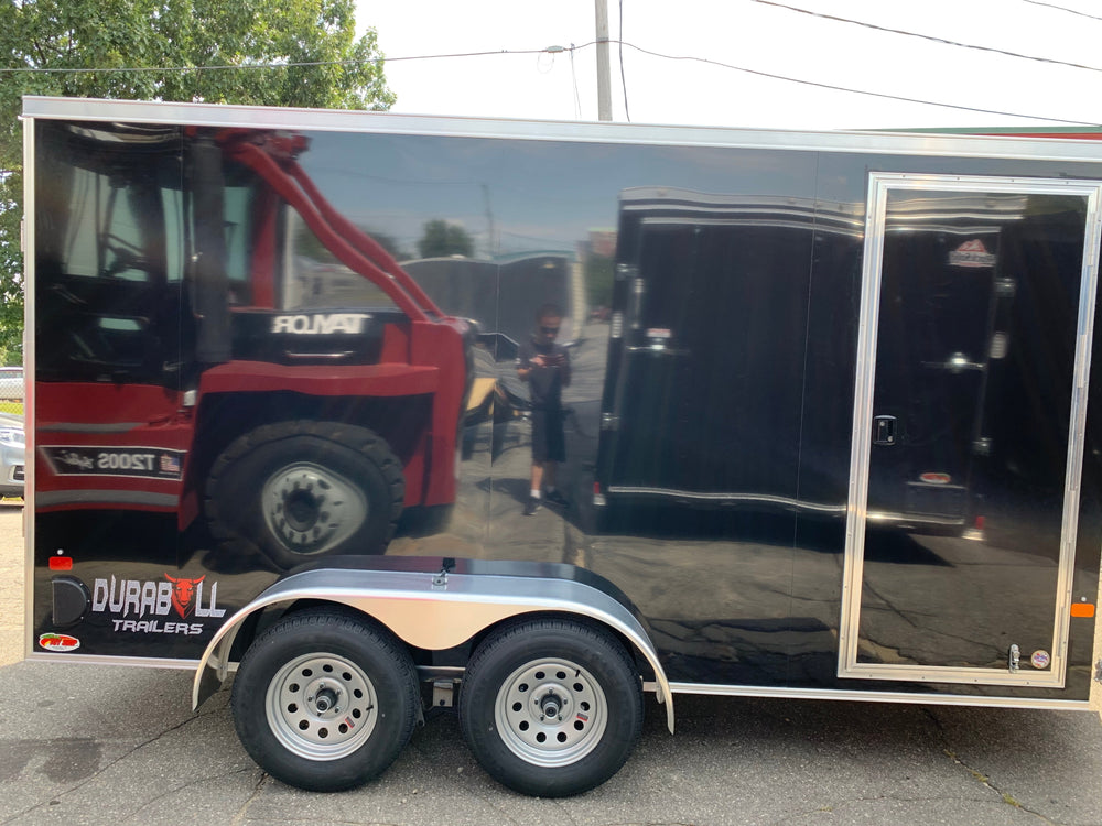 Enclosed Cargo 7'x14'+2'V Black RAMP DuraBull Aluminum 6'6" Interior ELITE Ron's Toy Shop, Inc.