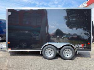 Enclosed Cargo 7'x14'+2'V Black RAMP DuraBull Aluminum 6'6" Interior ELITE Ron's Toy Shop, Inc.