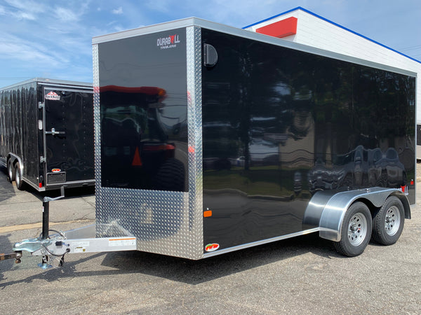 Enclosed Cargo 7'x14'+2'V Black RAMP DuraBull Aluminum 6'6" Interior ELITE Ron's Toy Shop, Inc.