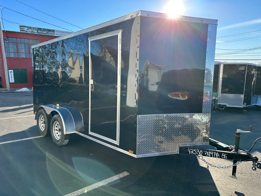 Panther Cargo Trailer 7'x14' Black Ramp Door Dual Axle