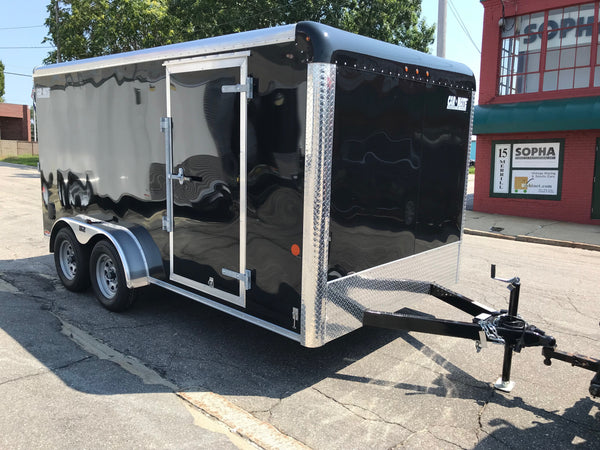 Enclosed Cargo Trailer 7'x14' Black Ramp Car Mate Custom Cargo 6"up