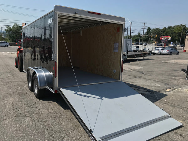Enclosed Cargo Trailer 7'x14' Black Ramp Car Mate Custom Cargo 6"up