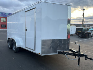 Best Enclosed Cargo Trailer 7'x14' White RAMP Dual Axle Ron's Toy Shop, Inc.
