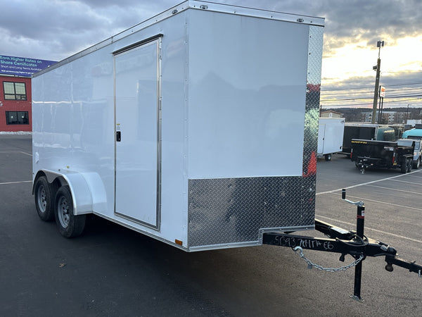 Best Enclosed Cargo Trailer 7'x14' White RAMP Dual Axle Ron's Toy Shop, Inc.