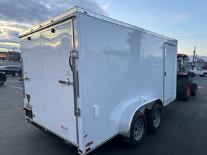 Best Enclosed Cargo Trailer 7'x14' White RAMP Dual Axle Ron's Toy Shop, Inc.
