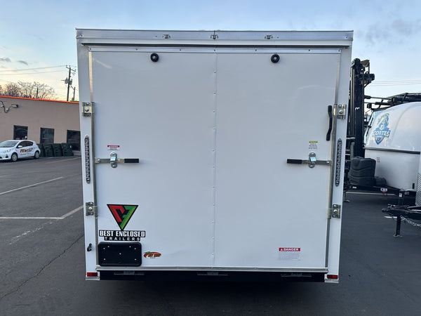 Best Enclosed Cargo Trailer 7'x14' White RAMP Dual Axle Ron's Toy Shop, Inc.