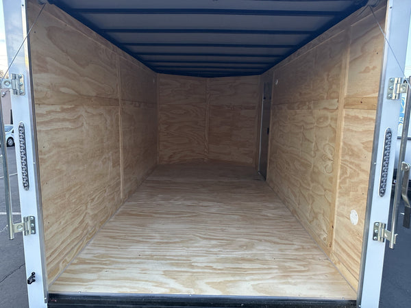 Best Enclosed Cargo Trailer 7'x14' White RAMP Dual Axle Ron's Toy Shop, Inc.