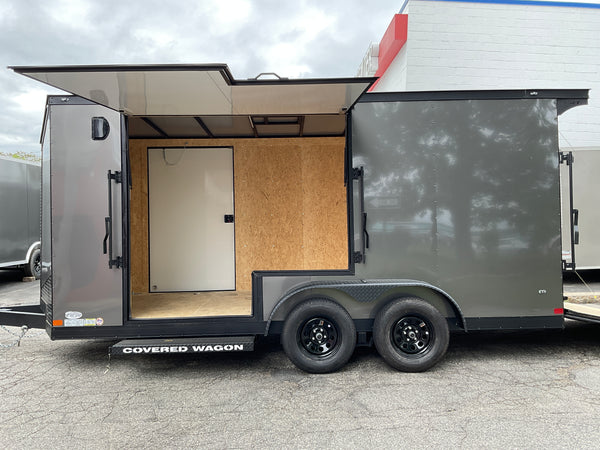 Covered Wagon 7x16 Enclosed Cargo Trailer Ramp Door 7' Interior