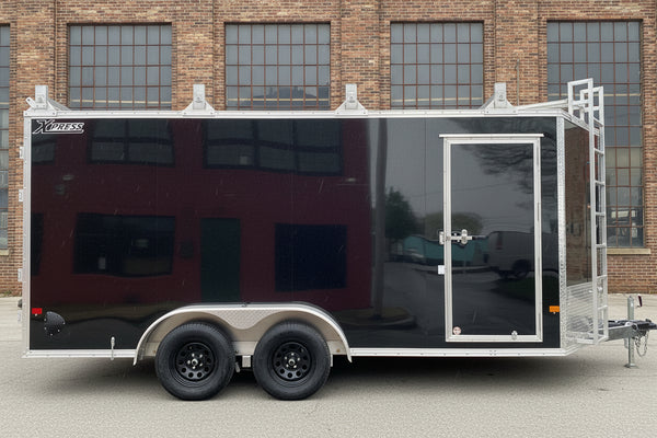 Enclosed Aluminum Cargo Trailer 7'x16' BLACK Barn Contractor Xpress Ultimate Contractor High Country Trailers