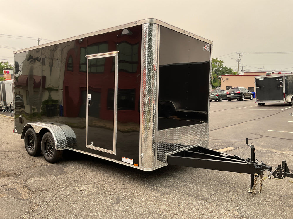 7' x 16' Enclosed Cargo Trailer - Xtreme Cargo Black, 7' Interior, Flat Front, Extended Tongue Xtreme Cargo Trailers