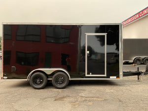 7' x 16' Enclosed Cargo Trailer - Xtreme Cargo Black, 7' Interior, Flat Front, Extended Tongue Xtreme Cargo Trailers