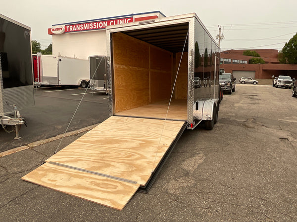 7' x 16' Enclosed Cargo Trailer - Xtreme Cargo Black, 7' Interior, Flat Front, Extended Tongue Xtreme Cargo Trailers