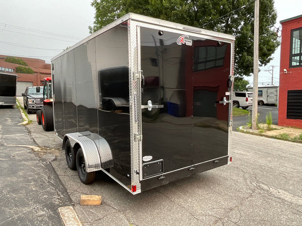 7' x 16' Enclosed Cargo Trailer - Xtreme Cargo Black, 7' Interior, Flat Front, Extended Tongue Xtreme Cargo Trailers