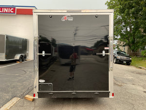 7' x 16' Enclosed Cargo Trailer - Xtreme Cargo Black, 7' Interior, Flat Front, Extended Tongue Xtreme Cargo Trailers