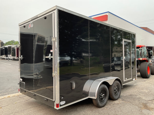 7' x 16' Enclosed Cargo Trailer - Xtreme Cargo Black, 7' Interior, Flat Front, Extended Tongue Xtreme Cargo Trailers